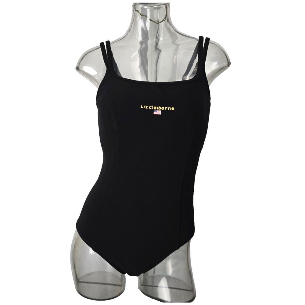 Vintage Liz Claiborne USA Swimsuit Size 14 Black One Piece